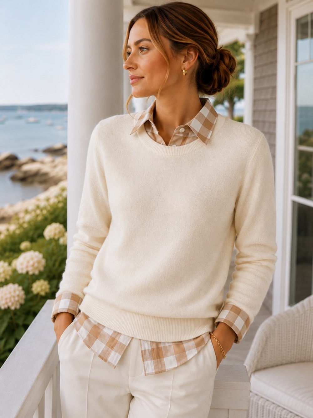 NAADAM 100% Cashmere Crewneck Sweater | Ivory | Size Small | Quiet Luxury